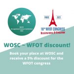 Advert for the WOSC ~ WFOT discount with WOSC and WFOT logo